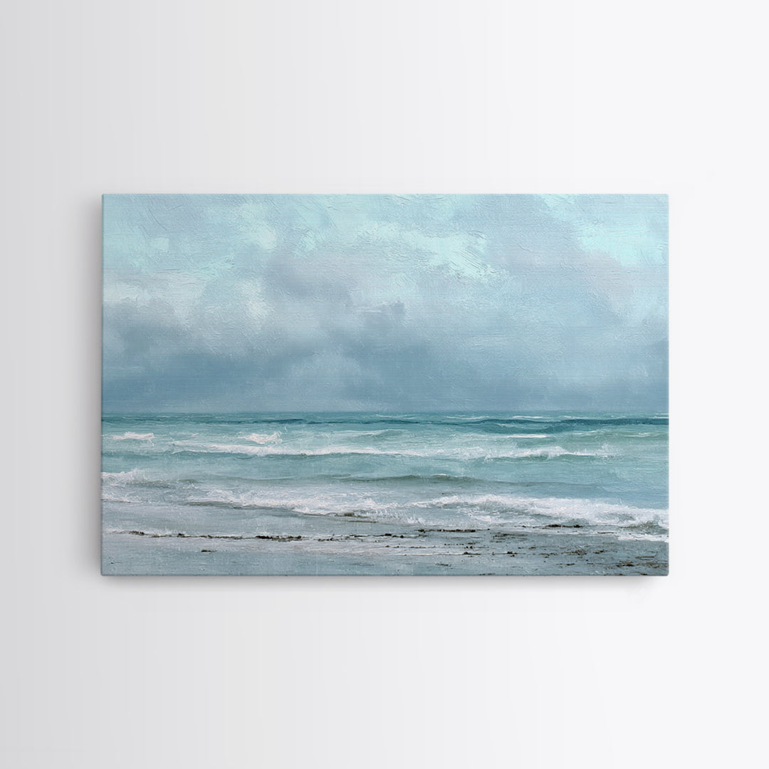 Stormy Cloudscape over Open Ocean Framed Canvas Print, Nautical Art, Gallery Wall, Coastal Decor, Fine Art, Harbor, Room Decor, NAU-3x2-25