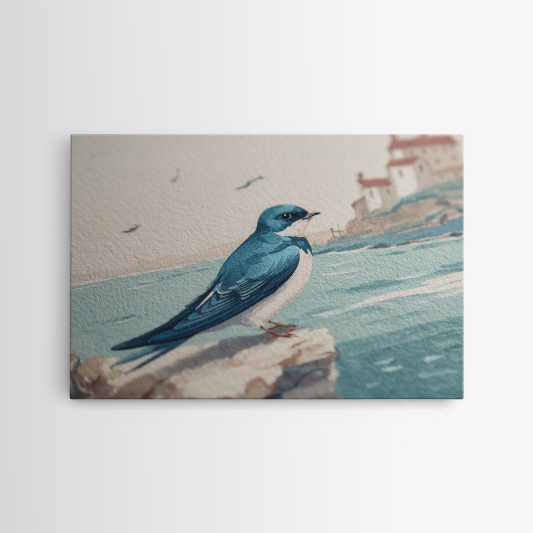 Sailor Tattoo Swallow and Anchor Canvas Print, Nautical Art, Beach Print, Coastal Decor, Fine Art, Harbor, Luxury Decor, NAU-3x2-3