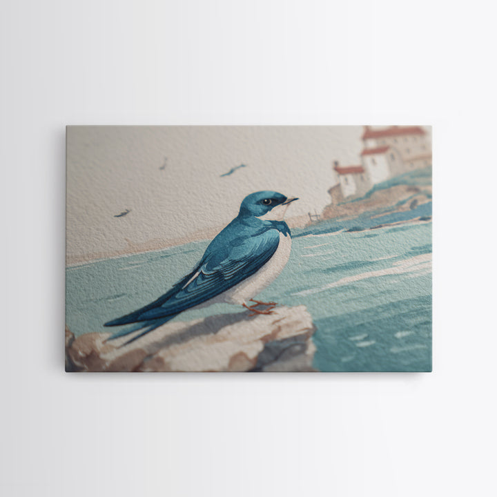 Sailor Tattoo Swallow and Anchor Canvas Print, Nautical Art, Beach Print, Coastal Decor, Fine Art, Harbor, Luxury Decor, NAU-3x2-3