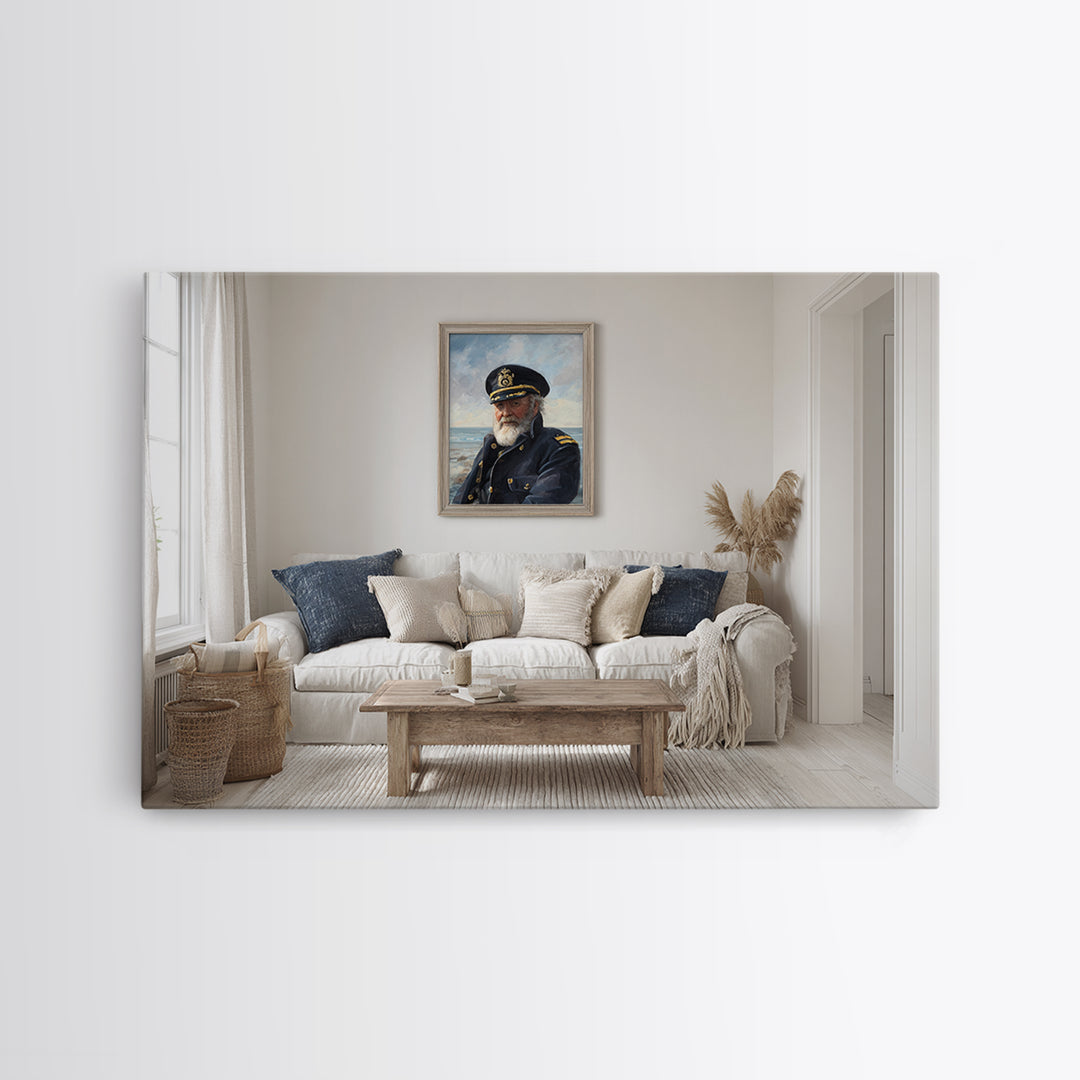 Sea Captain Portrait Canvas Print, Nautical Art, Digital Print, Coastal Decor, Fine Art, Harbor, Beach Print, Gallery Wall, NAU-3x2-83