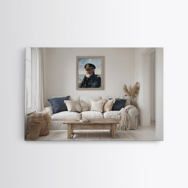 Sea Captain Portrait Canvas Print, Nautical Art, Digital Print, Coastal Decor, Fine Art, Harbor, Beach Print, Gallery Wall, NAU-3x2-83