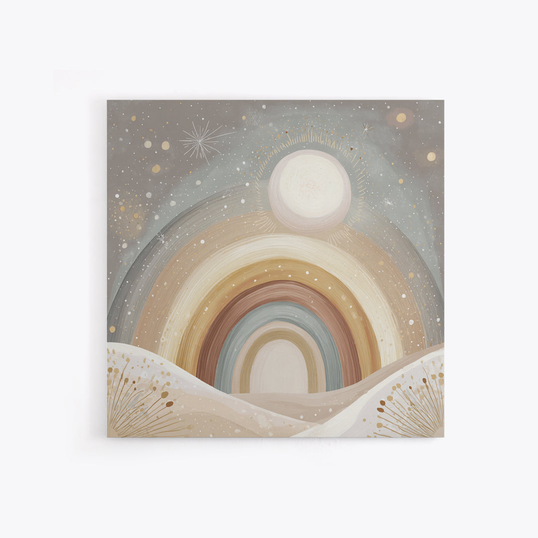 Neutral Boho Sun and Arch Shapes Framed Canvas Print, Nursery Decor, Nursery Art, Abstract Art, Nursery, Kids Wall Art, NDE-1x1-11