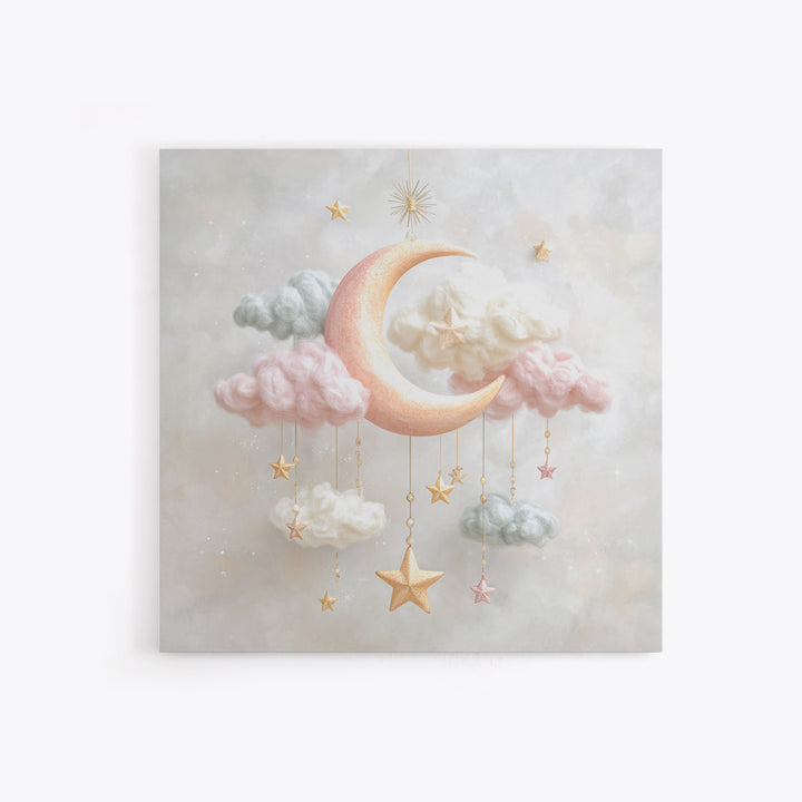 Moon Phase Mobile Canvas Print, Nursery Decor, Wall Decals, Abstract Art, Nursery, Girl Nursery Decor, Nursery Name Sign, NDE-1x1-3