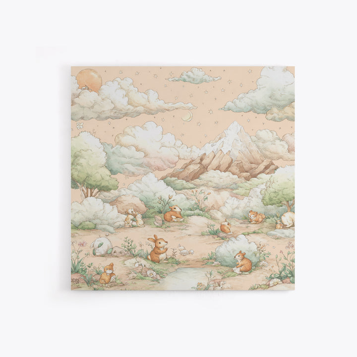 Calm Mountain Nursery Landscape Framed Canvas Print, Nursery Decor, Kids Wall Art, Fine Art, Nursery, Room Decor, NDE-1x1-72