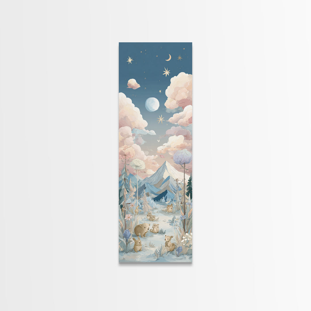 Calm Mountain Nursery Landscape Canvas Print, Nursery Decor, Wall Art, Fine Art, Nursery, Nursery Wall Decor, Nursery Art, NDE-1x3-12