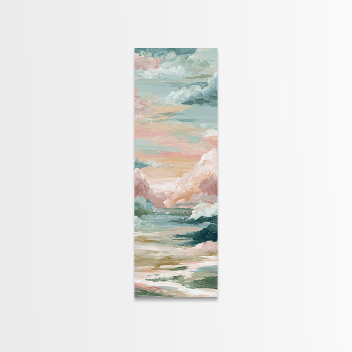 Pastel Rainbow with Soft Cloud Shapes Canvas Print, Nursery Decor, Minimalist Decor, Nursery, Wall Decals, Nursery Wall Decor, NDE-1x3-13