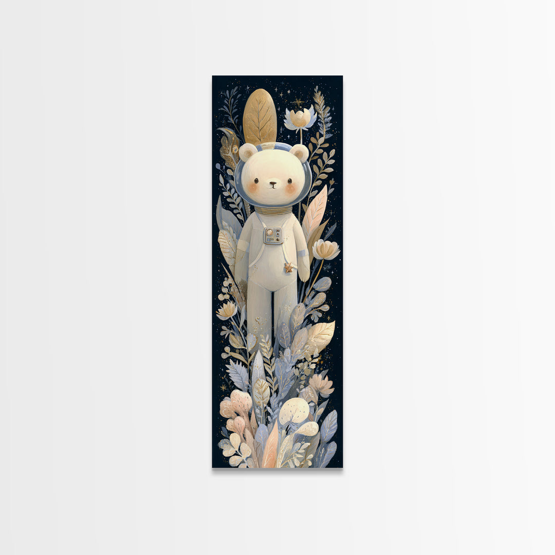 Little Astronaut Bear Canvas Print, Nursery Decor, Wall, Oil Painting, Nursery, Nursery Wall Decals, Woodland Nursery, NDE-1x3-27