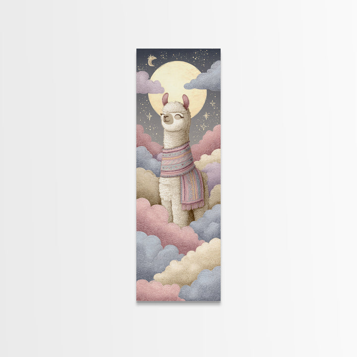 Cute Llama with Blanket Pattern Canvas Print, Nursery Decor, Playroom Decor, Nursery, Boy Nursery Decor, Gallery Decor, NDE-1x3-33