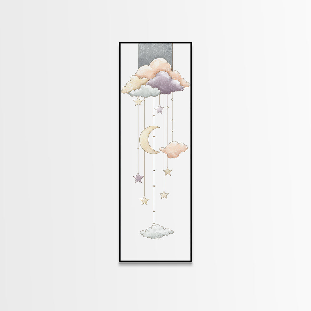Moon Phase Mobile Canvas Print, Nursery Decor, Playroom Decor, Nursery, Boy Nursery Decor, Gallery Decor, Neutral Decor, NDE-1x3-39