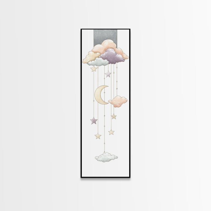 Moon Phase Mobile Canvas Print, Nursery Decor, Playroom Decor, Nursery, Boy Nursery Decor, Gallery Decor, Neutral Decor, NDE-1x3-39