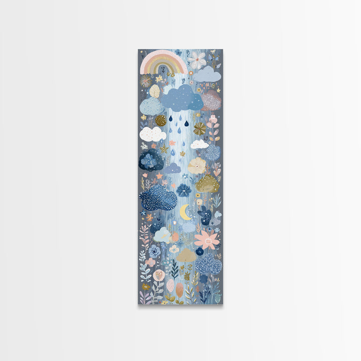 Cloud Rainbow and Raindrop Composition Canvas Print, Nursery Decor, Nursery Prints, Fine Art, Nursery, Nursery Wall Decal, NDE-1x3-56