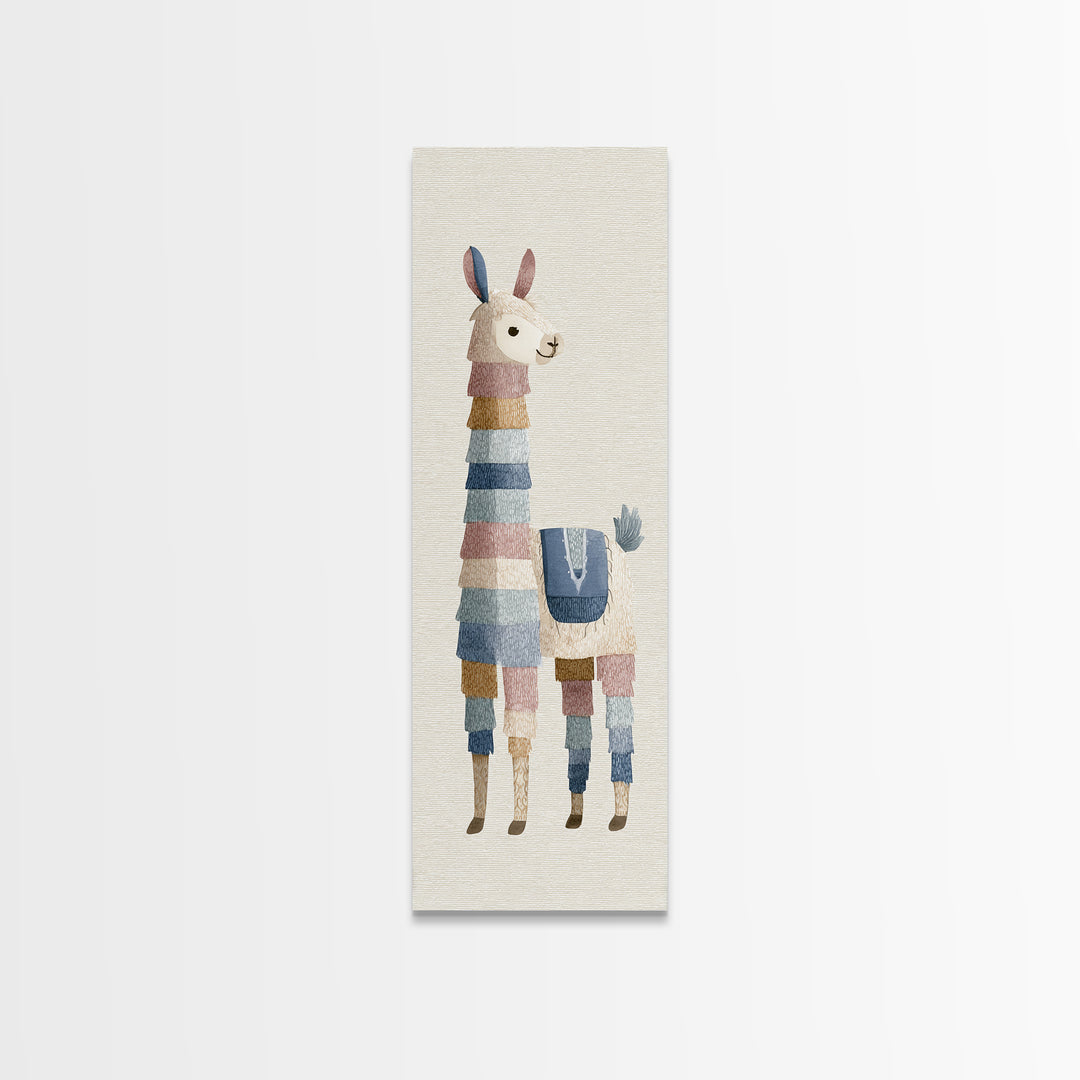 Cute Llama with Blanket Pattern Canvas Print, Nursery Decor, Safari Nursery Decor, Nursery, Modern Decor, Fine Art Print, NDE-1x3-81