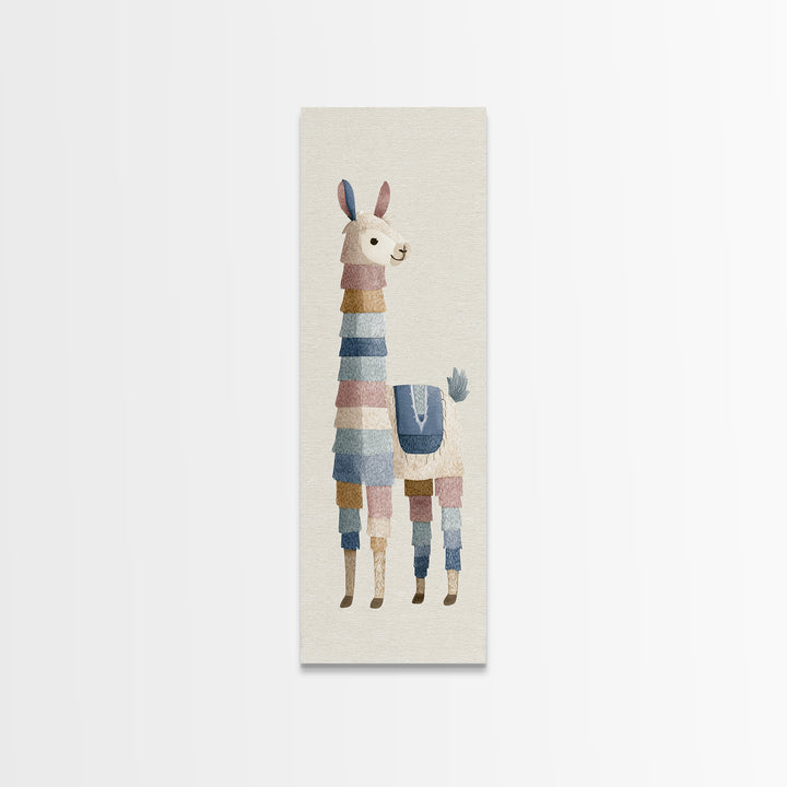 Cute Llama with Blanket Pattern Canvas Print, Nursery Decor, Safari Nursery Decor, Nursery, Modern Decor, Fine Art Print, NDE-1x3-81