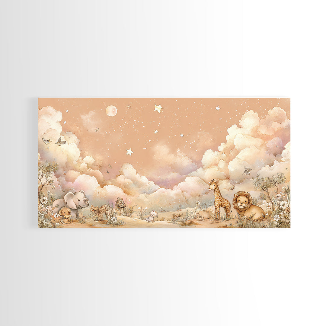 Cute Safari Animals Canvas Print, Nursery Decor, Printable Wall Art, Fine Art, Nursery, Nursery Prints, Playroom Decor, NDE-2x1-48