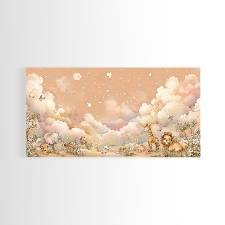 Cute Safari Animals Canvas Print, Nursery Decor, Printable Wall Art, Fine Art, Nursery, Nursery Prints, Playroom Decor, NDE-2x1-48