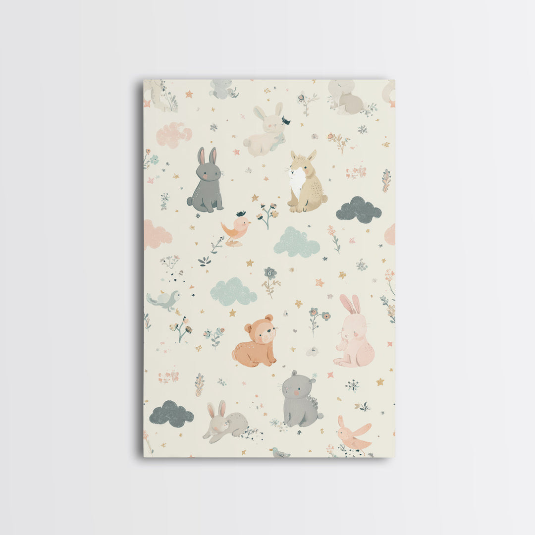 Woodland Animal Parade Canvas Print, Nursery Decor, Contemporary Art, Fine Art, Nursery, Wall Decals, Nursery Wall Decor, NDE-2x3-10
