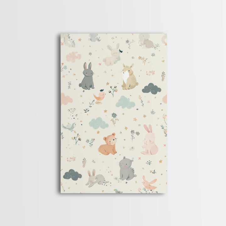 Woodland Animal Parade Canvas Print, Nursery Decor, Contemporary Art, Fine Art, Nursery, Wall Decals, Nursery Wall Decor, NDE-2x3-10