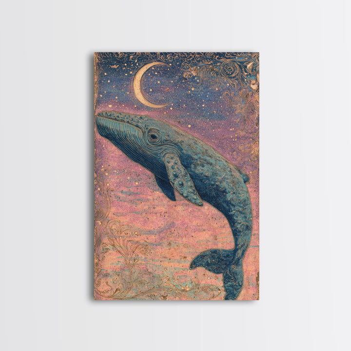 Sleeping Kitten on Crescent Moon Framed Canvas Print, Nursery Decor, Framed Wall Art, Fine Art, Nursery, Safari Nursery Decor, NDE-2x3-25