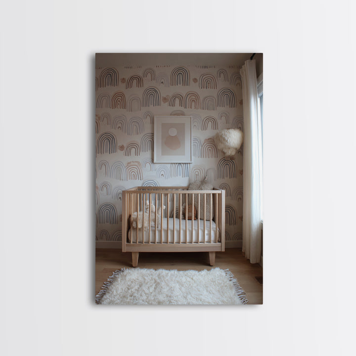 Neutral Boho Sun and Arch Shapes Framed Canvas Print, Nursery Decor, Nursery, Abstract Art, Nursery, Baby Girl Nursery Decor, NDE-2x3-43