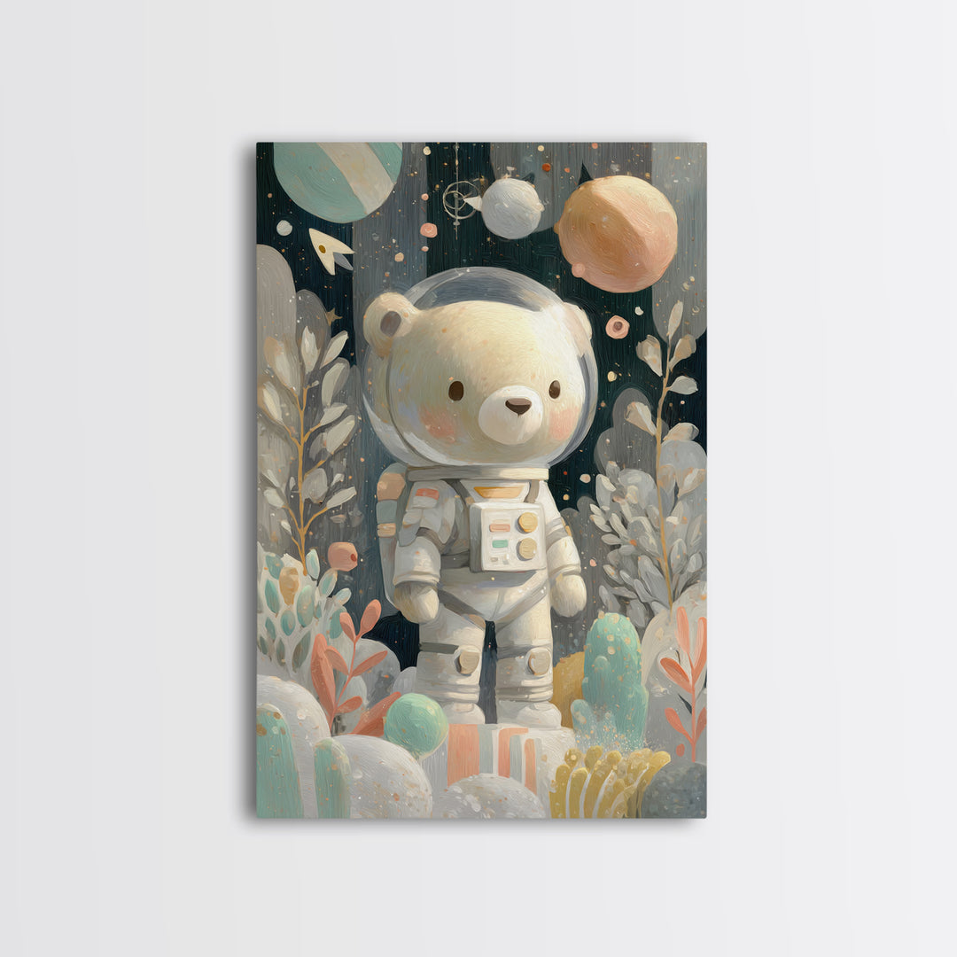 Little Astronaut Bear Canvas Print, Nursery Decor, Playroom Decor, Fine Art, Nursery, Boy Nursery Decor, Gallery Decor, NDE-2x3-71