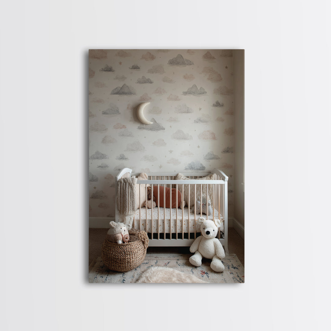 Calm Mountain Nursery Landscape Framed Canvas Print, Nursery Decor, Nursery Wall Decal, Fine Art, Nursery, Minimalist Decor, NDE-2x3-8
