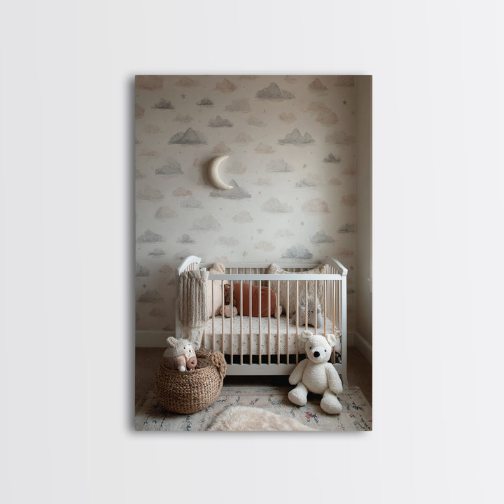 Calm Mountain Nursery Landscape Framed Canvas Print, Nursery Decor, Nursery Wall Decal, Fine Art, Nursery, Minimalist Decor, NDE-2x3-8