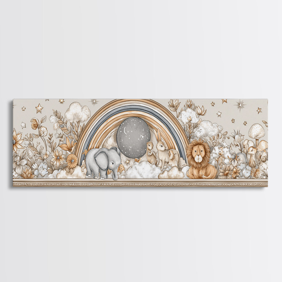 Soft Floral Initial Frame Without Letters Framed Canvas Print, Nursery Decor, Floral Wallpaper, Nursery, Fine Art Print, NDE-3x1-74