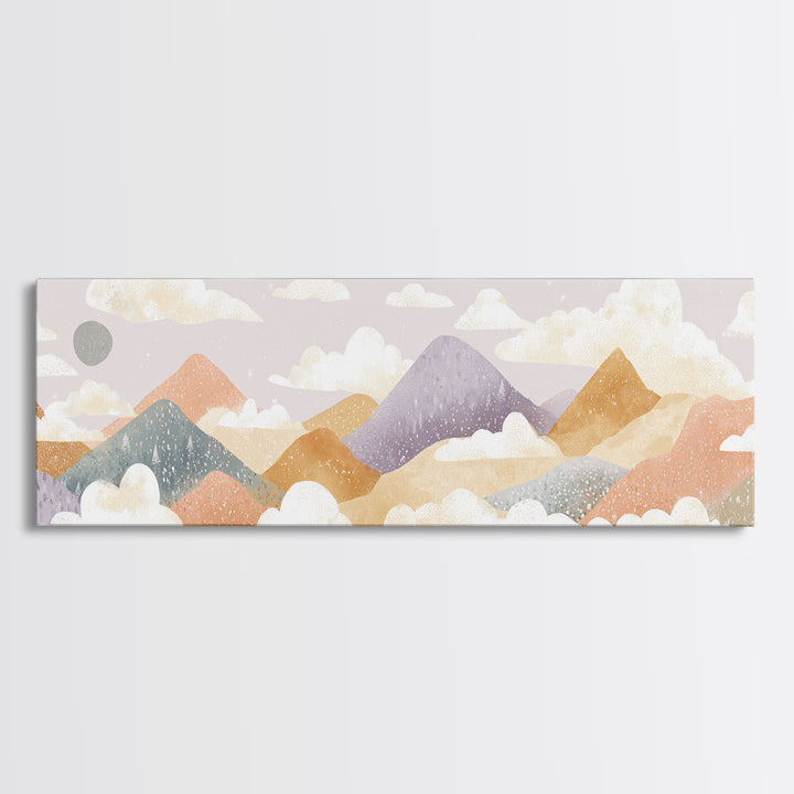 Calm Mountain Nursery Landscape Canvas Print, Nursery Decor, Wall Art, Fine Art, Nursery, Nursery Wall Decor, Nursery Art, NDE-3x1-88