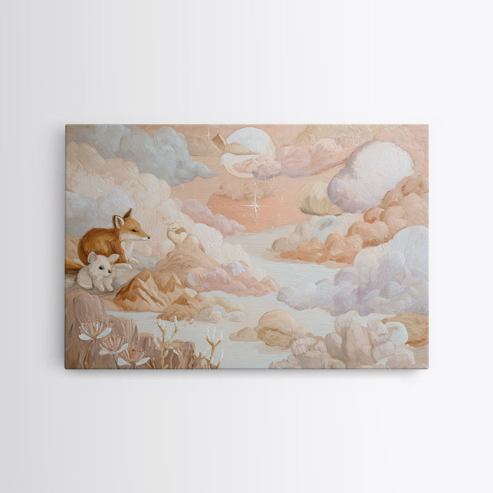Calm Mountain Nursery Landscape Canvas Print, Nursery Decor, Wall, Fine Art, Nursery, Nursery Wall Decals, Woodland Nursery, NDE-3x2-4
