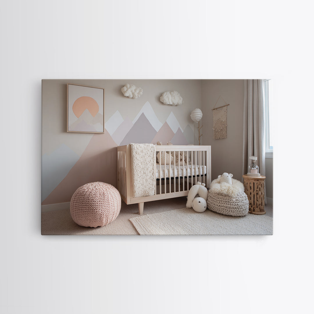 Calm Mountain Nursery Landscape Canvas Print, Nursery Decor, Luxury Decor, Fine Art, Nursery, Nursery Wall Art, Framed Wall Art, NDE-3x2-76