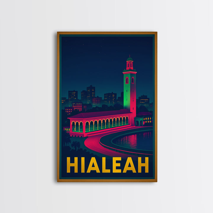 Hialeah Florida Travel Poster, Canvas Print, Cyberpunk Style City Art, Hialeah Travel Art, Wanderlust Decor, Fine Art Print, Wall Art