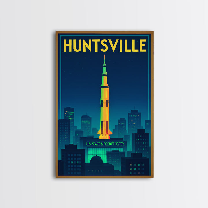 Huntsville Travel Poster, Framed Canvas Print, Cyberpunk Style City Art, Huntsville Art Print, Eclectic Wall Decor, City Travel Prints