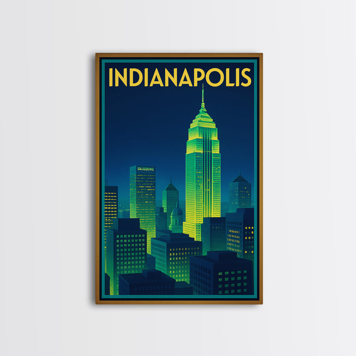 Indianapolis Travel Poster, Canvas Print, Cyberpunk Style City Art, Indianapolis City Art, Wanderlust Decor, Home Office Decor