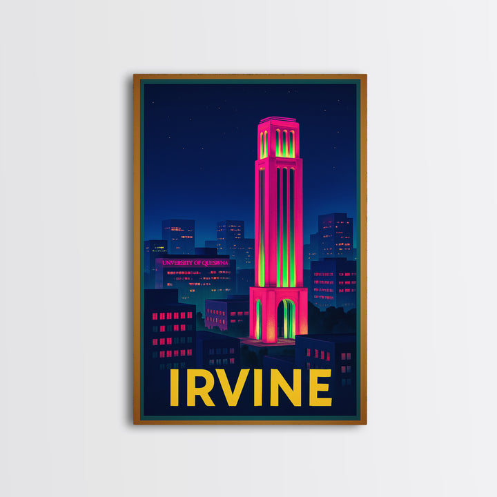 Irvine California Travel Poster, Canvas Print, Cyberpunk Style City Art, Irvine Wall Art, Watercolor City Skyline, Wall Art