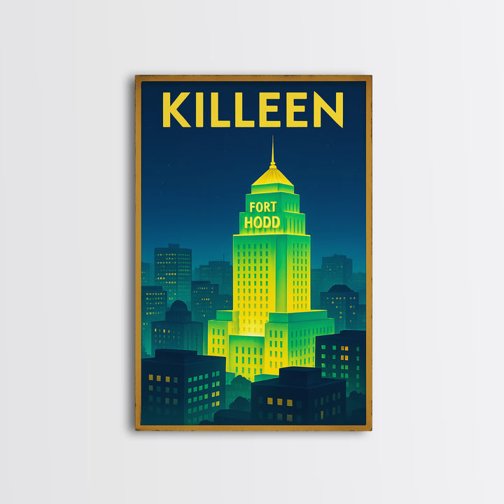 Killeen Travel Poster, Canvas Print, Electric Night Poster Art, Killeen Wall Art, Travel Poster Art, Travel Art Print, Vintage Travel Art