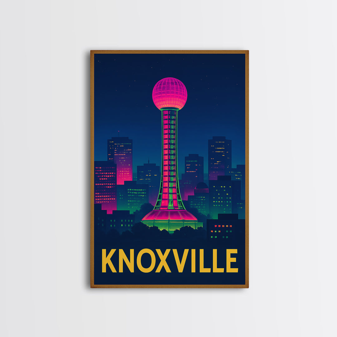 Knoxville Tennessee Travel Poster, Canvas Print, Electric Night Poster Art, Knoxville Poster Print, Wall Art, Vintage City Poster