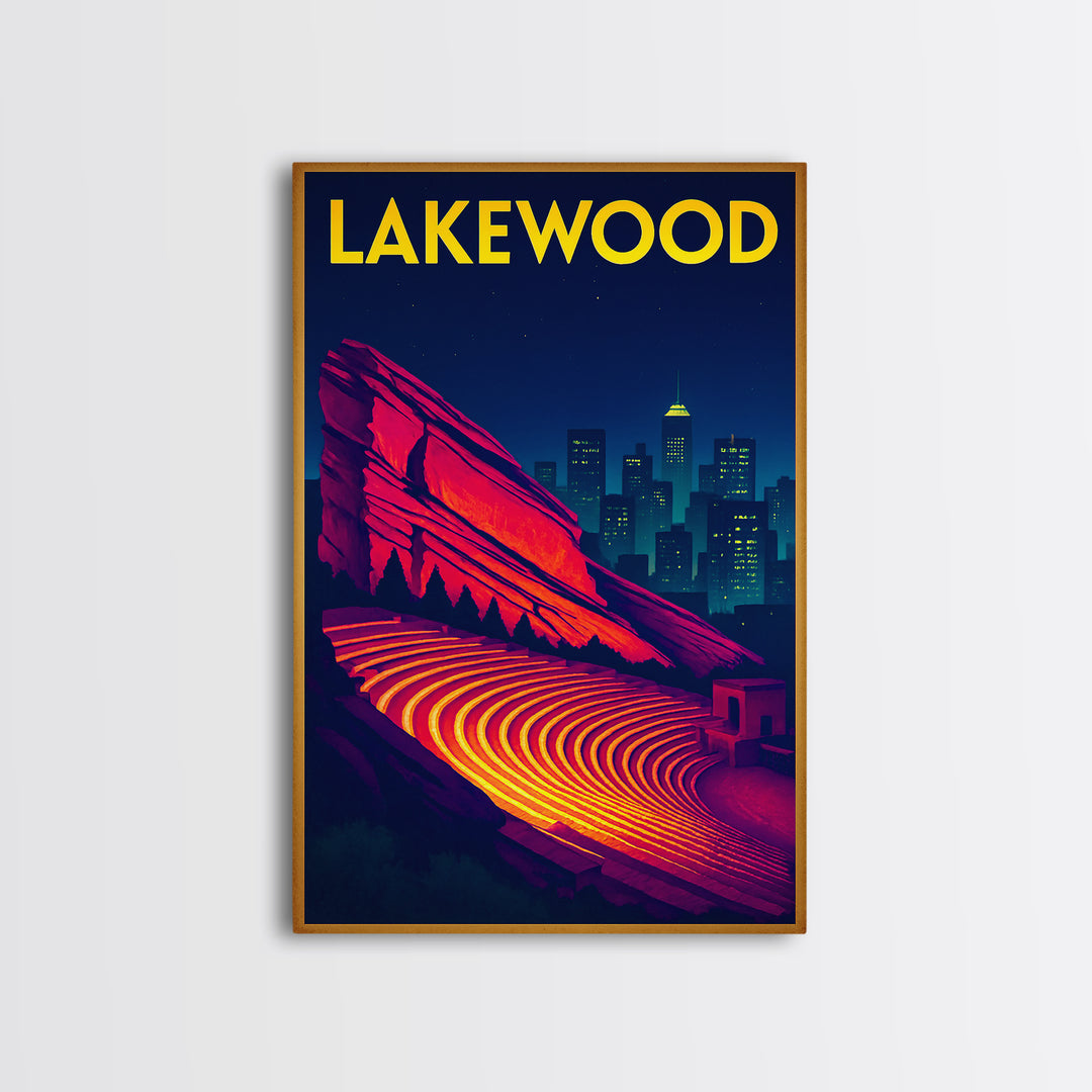 Lakewood Travel Poster, Canvas Print, Cyberpunk Style City Art, Lakewood Travel Art, Travel Wall Art, City Illustration, Fine Art Print