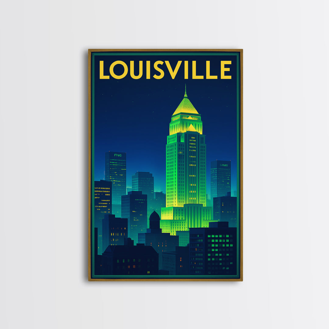 Louisville Travel Poster, Canvas Print, Cyberpunk Style City Art, Louisville Poster Print, City Travel Prints, City Art Print, Design 2