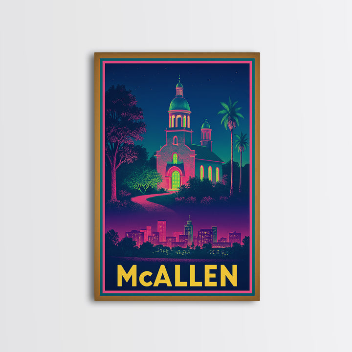 Mcallen Texas Travel Poster, Canvas Print, Cyberpunk Style City Art, Mcallen City Art, Vintage Travel Art, City Illustration, Fine Art Print