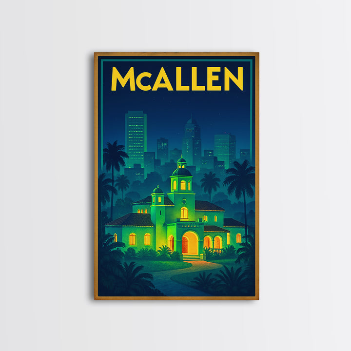 Mcallen Travel Poster, Canvas Print, Electric Night Poster Art, Mcallen Art Print, Eclectic Wall Decor, Living Room Wall Art, Home Decor