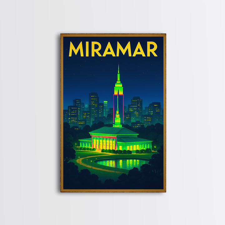 Miramar Travel Poster, Canvas Print, Neon Urban Skyline Wall Art, Miramar Wall Art, Travel Poster Set, Travel Art Print, Vintage Print