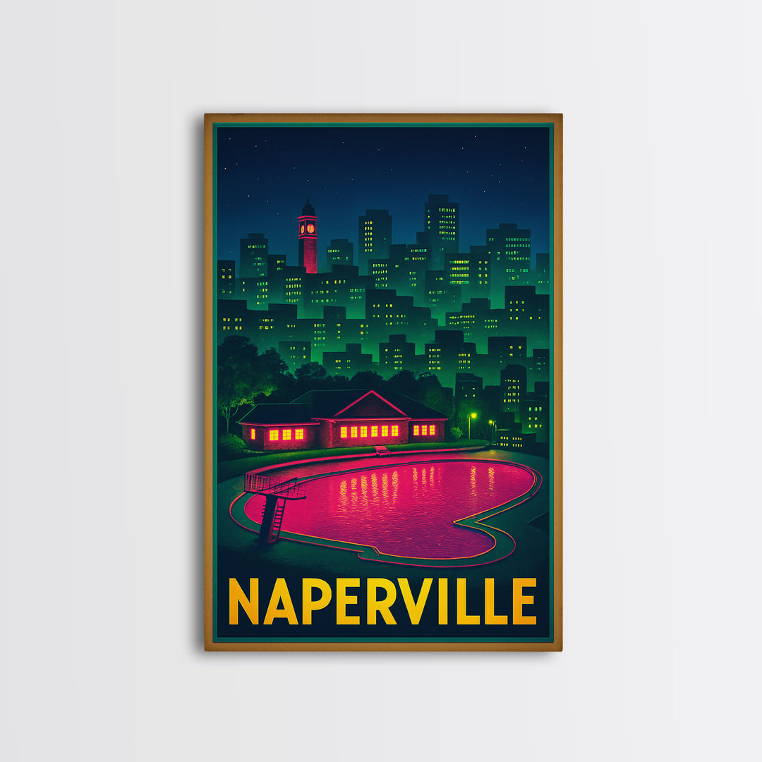 Naperville Travel Poster, Canvas Print, Cyberpunk Style City Art, Naperville Art Print, Living Room Wall Art, Gift For Travelers