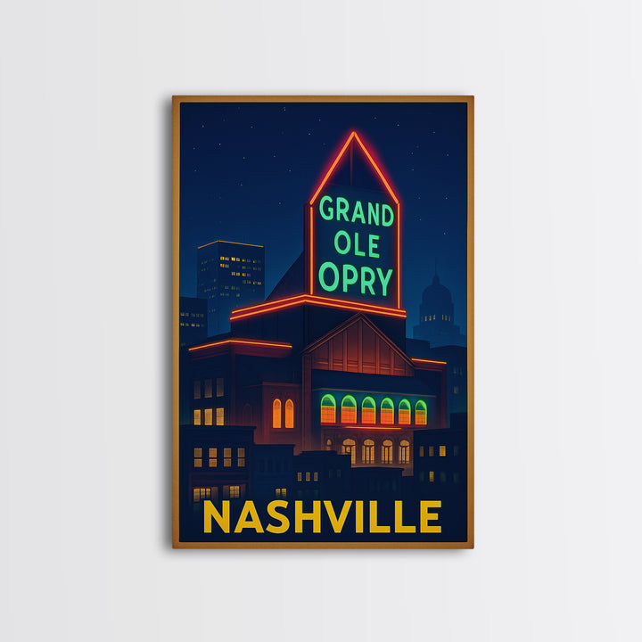 Nashville Travel Poster, Canvas Print, Neon Downtown Skyline Wall Art, Nashville Travel Art, City Art Print, Wall Art, Travel Prints