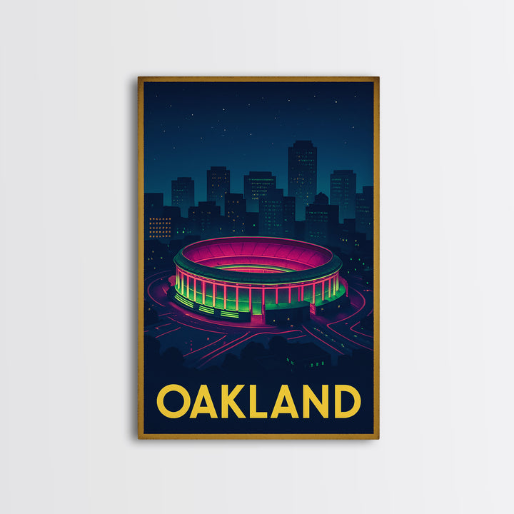 Oakland California Travel Poster, Canvas Print, Retro Neon Travel Art, Oakland Wall Art, Retro Travel Print, Wanderlust Decor, Retro Poster