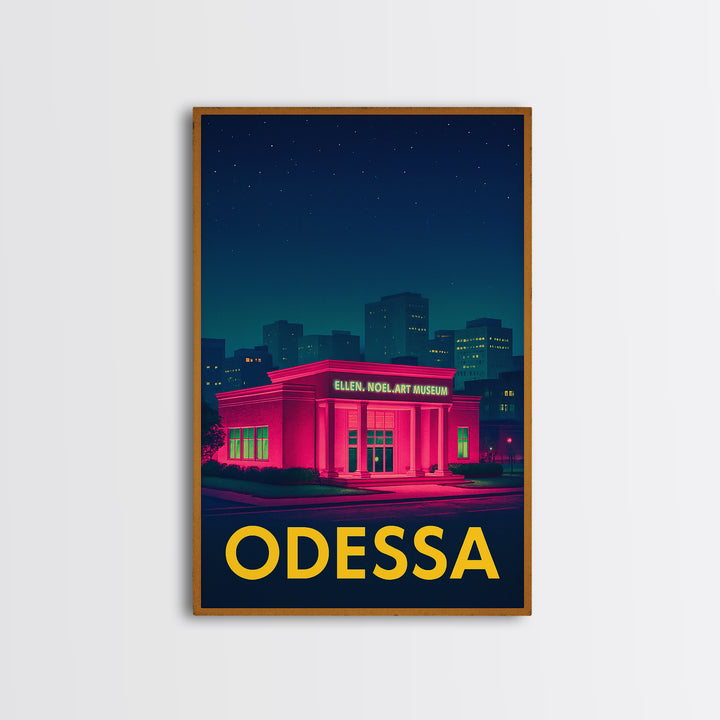 Odessa Texas Travel Poster, Canvas Print, Electric Night Poster Art, Odessa Wall Art, Gift For Travelers, Mid Century Wall Art, Office Decor