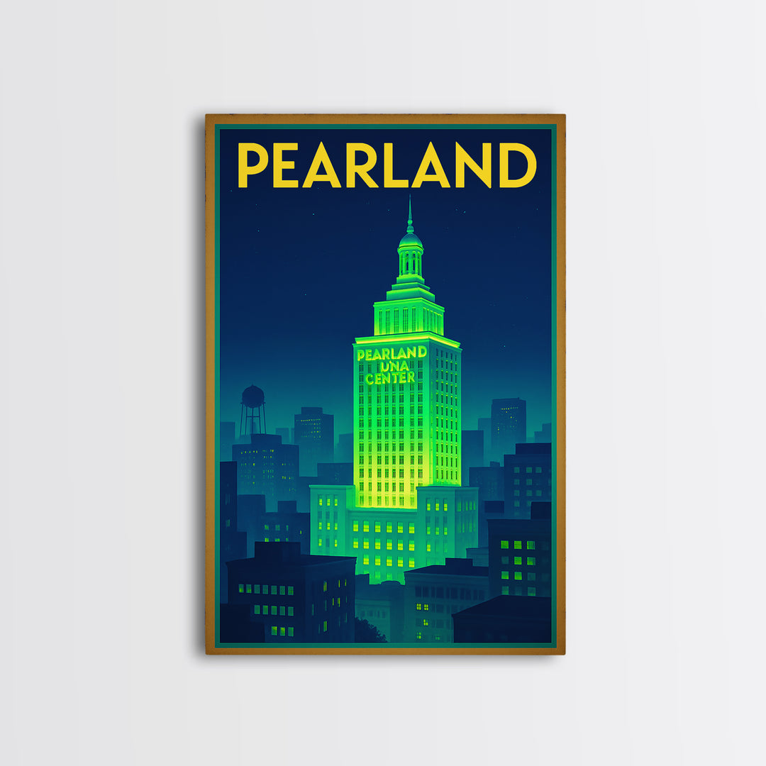 Pearland Travel Poster, Canvas Print, Cyberpunk Style City Art, Pearland Wall Art, Gift For Travelers, Travel Poster Set, Travel Wall Decor