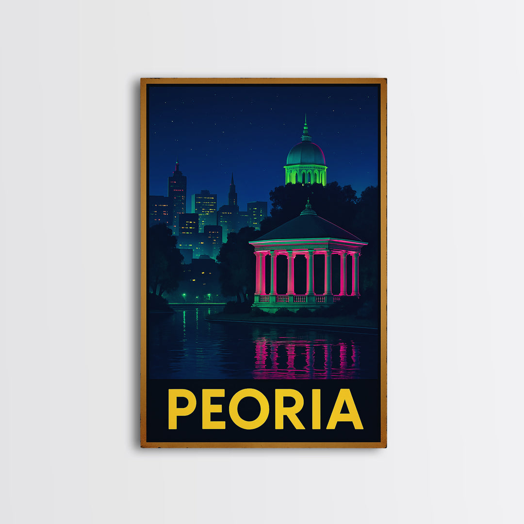 Peoria Arizona Travel Poster, Canvas Print, Electric Night Poster Art, Peoria City Art, Skyline Art, City Art Print, Retro Travel Print