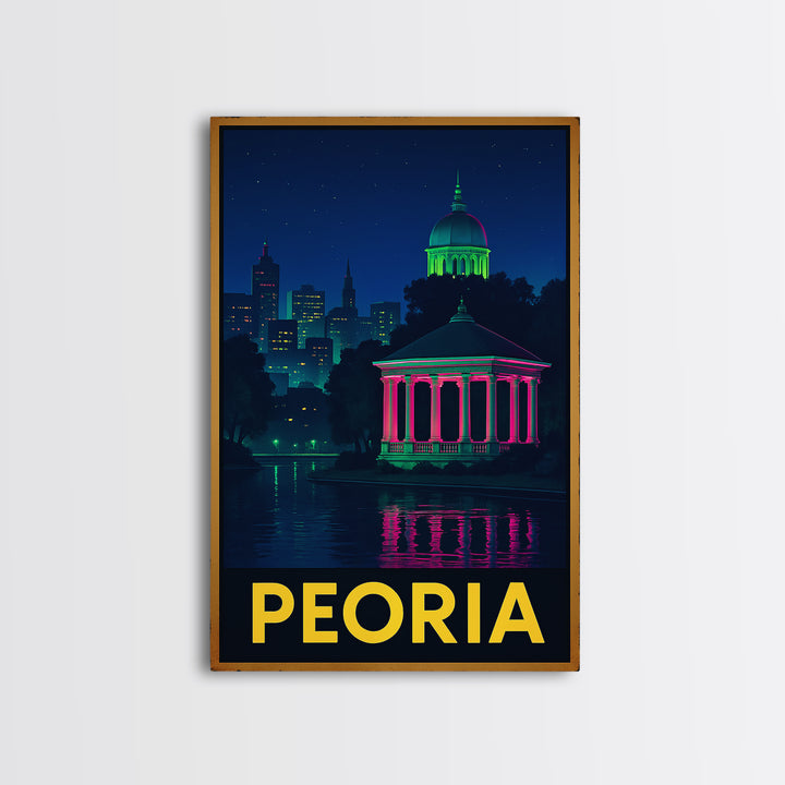 Peoria Arizona Travel Poster, Canvas Print, Electric Night Poster Art, Peoria City Art, Skyline Art, City Art Print, Retro Travel Print