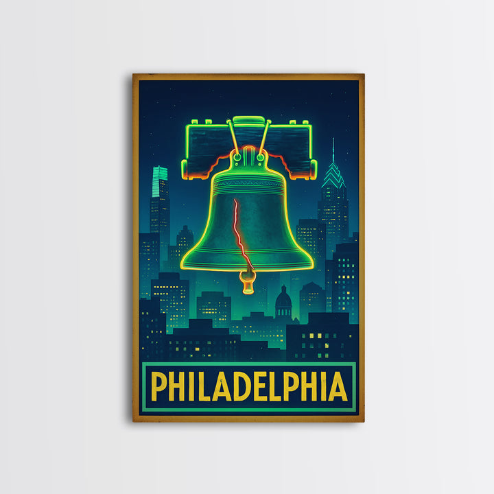 Philadelphia Travel Poster, Canvas Print, Electric Night Poster Art, Philadelphia City Art, Travel Poster Set, Travel Art Print