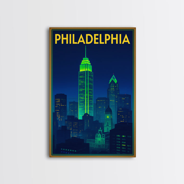 Philadelphia Travel Poster, Canvas Print, Cyberpunk Style City Art, Philadelphia Poster Print, Gift For Travelers, City Art Print